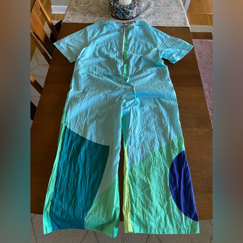 The Kit Issa Jumpsuit Aqua Cut Paper size 3X